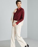 Cămașă de Petrecere cu Guler și Paiete Strălucitoare pentru Femei